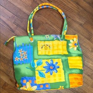 Green and Yellow Floral‎ Tote Bag
